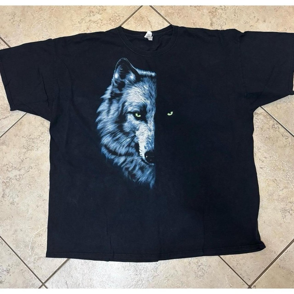 Vintage Y2K Wolf Big Print Portrait Nature Graphic Tee Size 3x - Picture 2 of 5